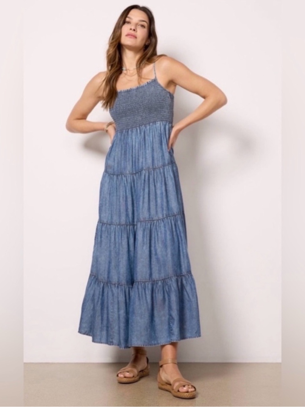 NWOTZ Supply Balos Shambray Midi Denim Dress Medium